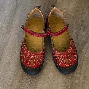 JBU Elegant Red Flats with Strap